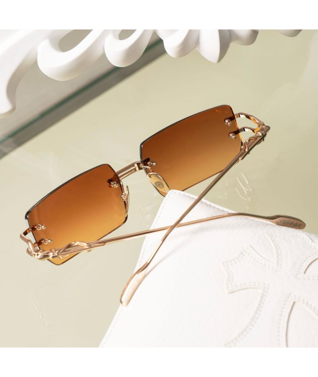 CHROME HEARTS Оранжевое металлические солнцезащитные очки, фото 4