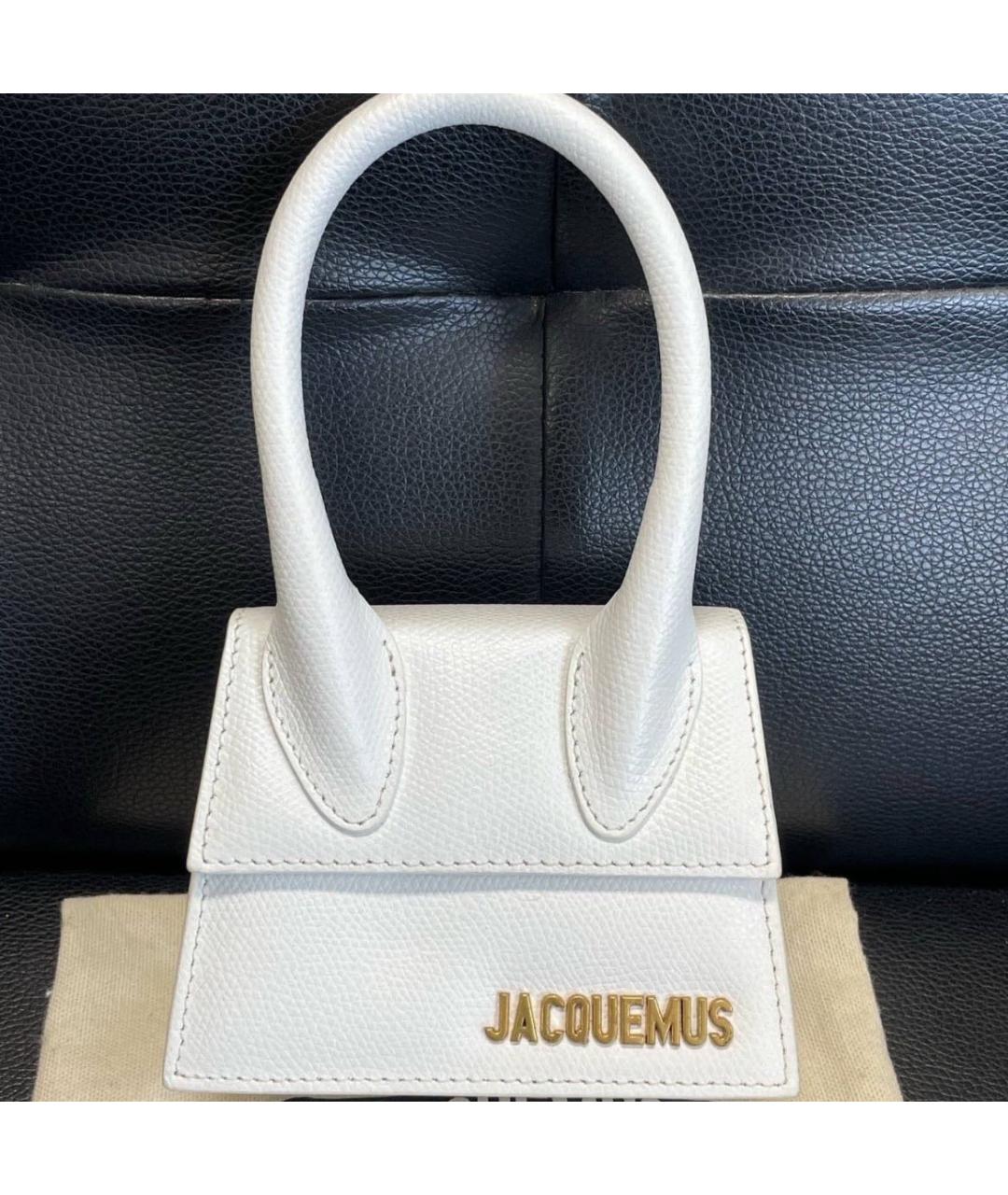 JACQUEMUS Белая кожаная сумка через плечо, фото 8
