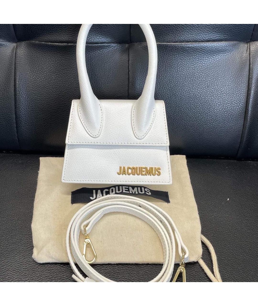 JACQUEMUS Белая кожаная сумка через плечо, фото 2