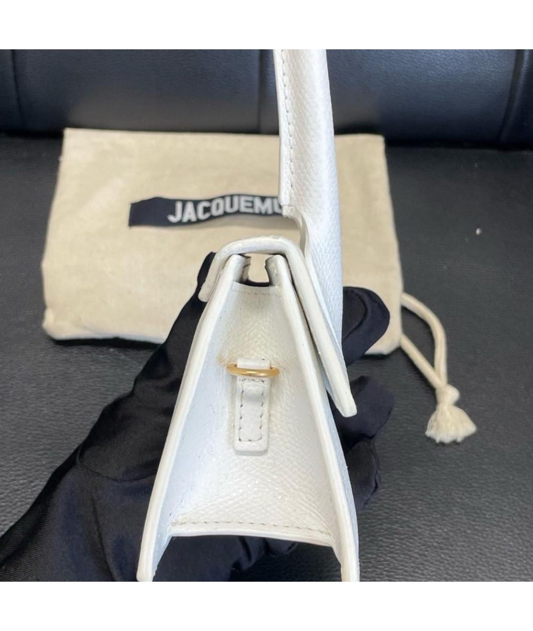 JACQUEMUS Белая кожаная сумка через плечо, фото 4