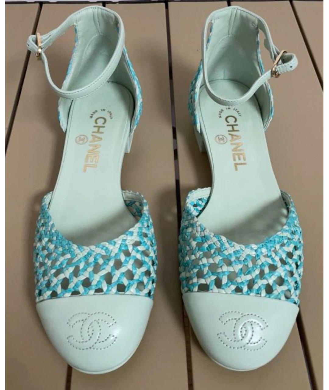 CHANEL Бирюзовые кожаные туфли, фото 2
