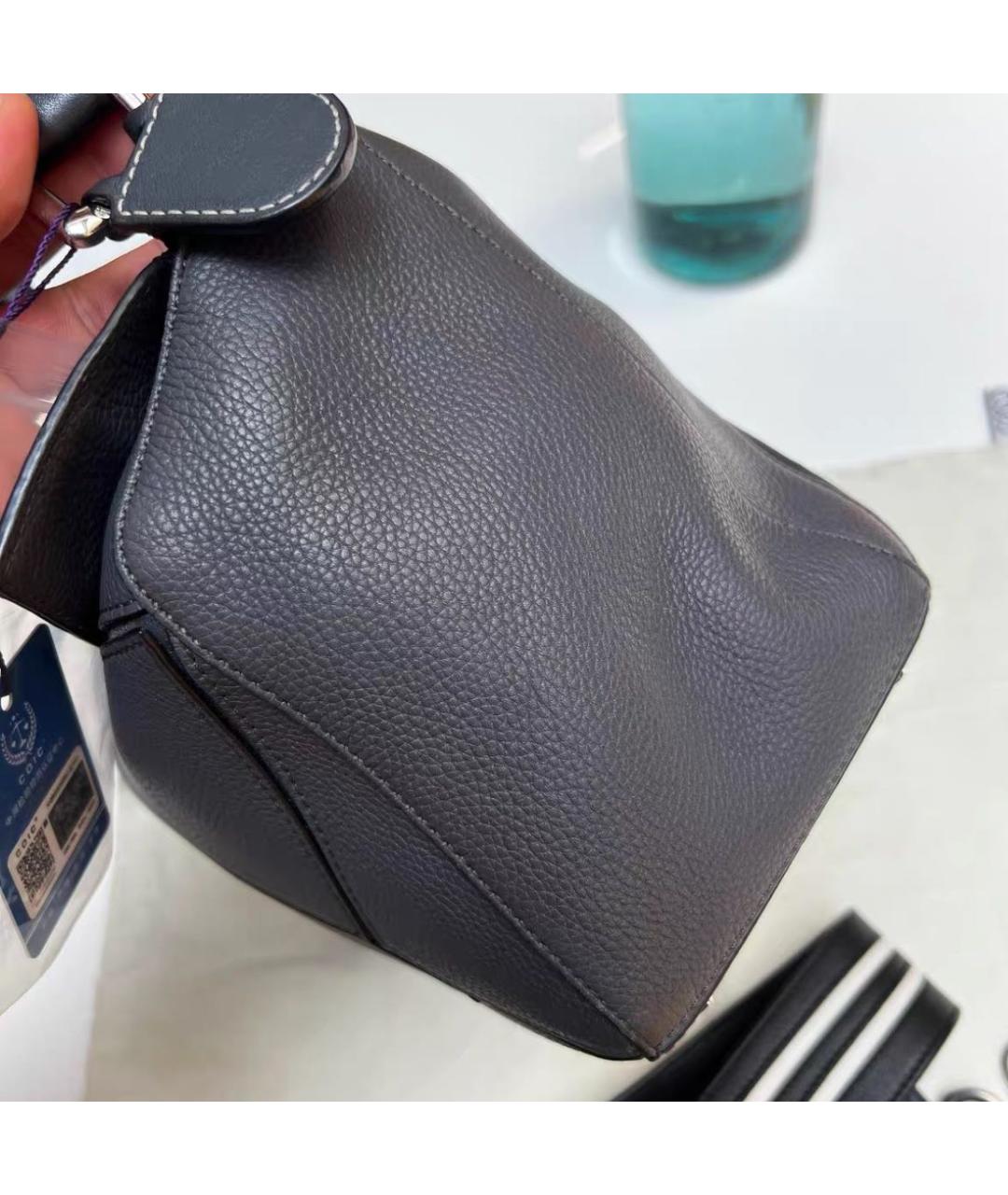 LOEWE Серая кожаная сумка тоут, фото 6