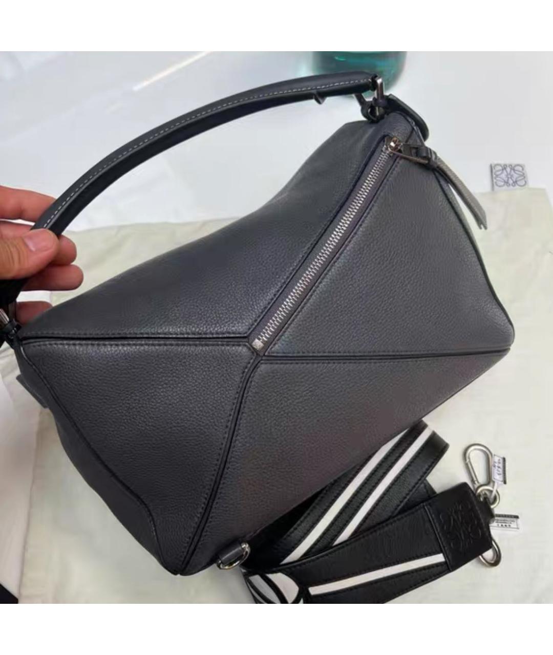 LOEWE Серая кожаная сумка тоут, фото 3