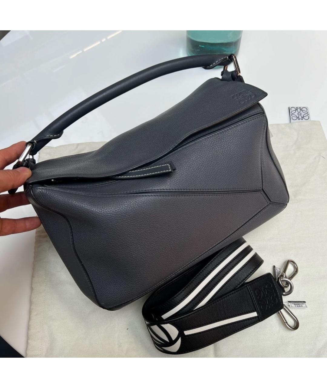 LOEWE Серая кожаная сумка тоут, фото 2
