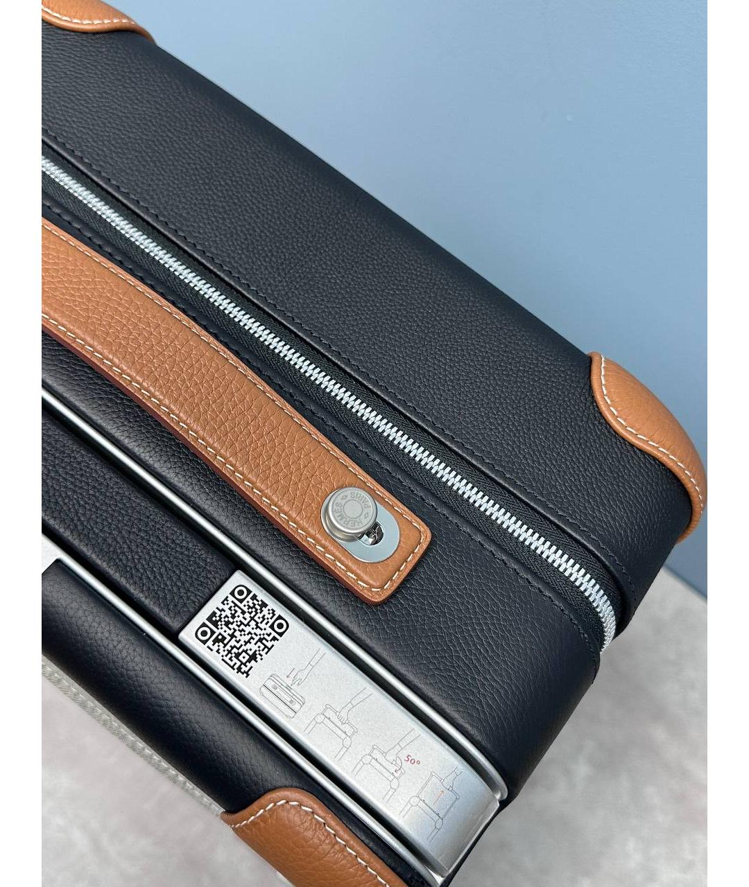 HERMES Черный кожаный чемодан, фото 6