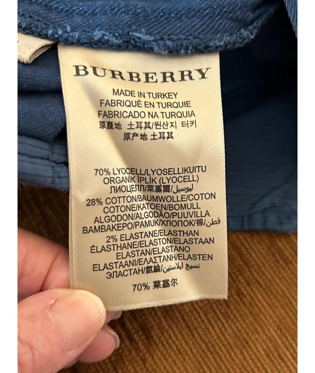 BURBERRY Синие хлопко-лиоцелловые прямые джинсы, фото 6