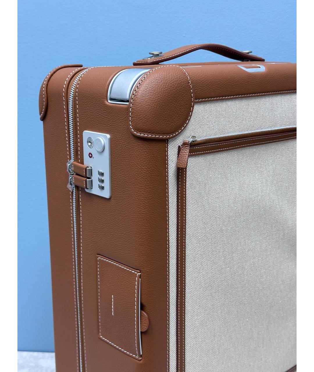 HERMES Коричневый кожаный чемодан, фото 5