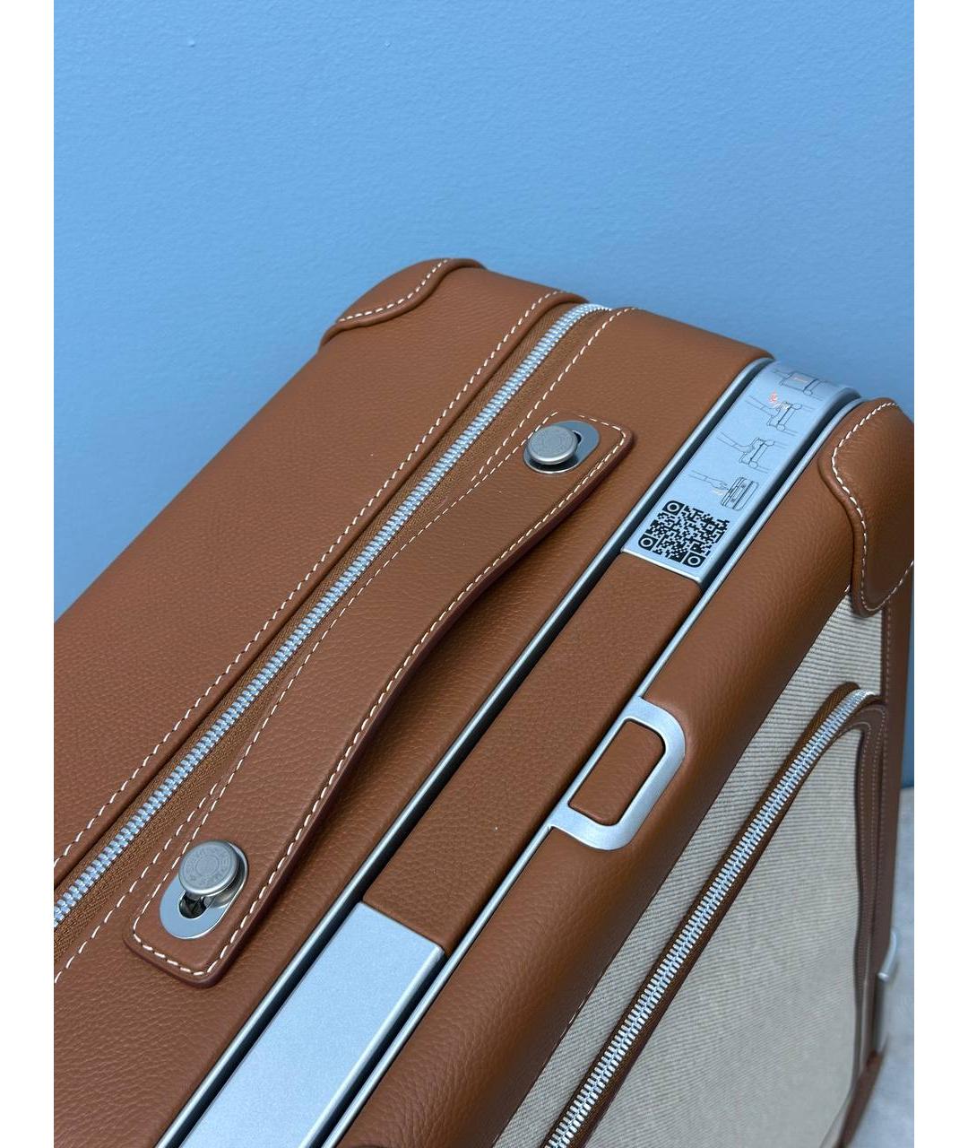 HERMES Коричневый кожаный чемодан, фото 6