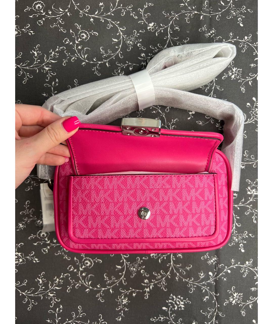MICHAEL KORS Фуксия кожаная сумка через плечо, фото 4