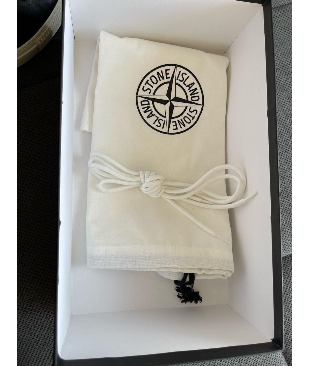 STONE ISLAND Черные кожаные низкие кроссовки / кеды, фото 4