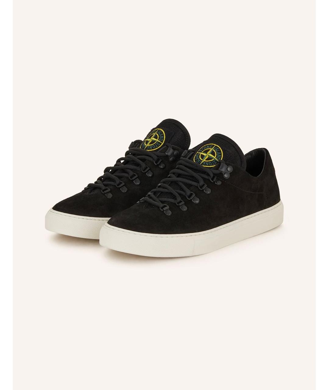 STONE ISLAND Черные кожаные низкие кроссовки / кеды, фото 9