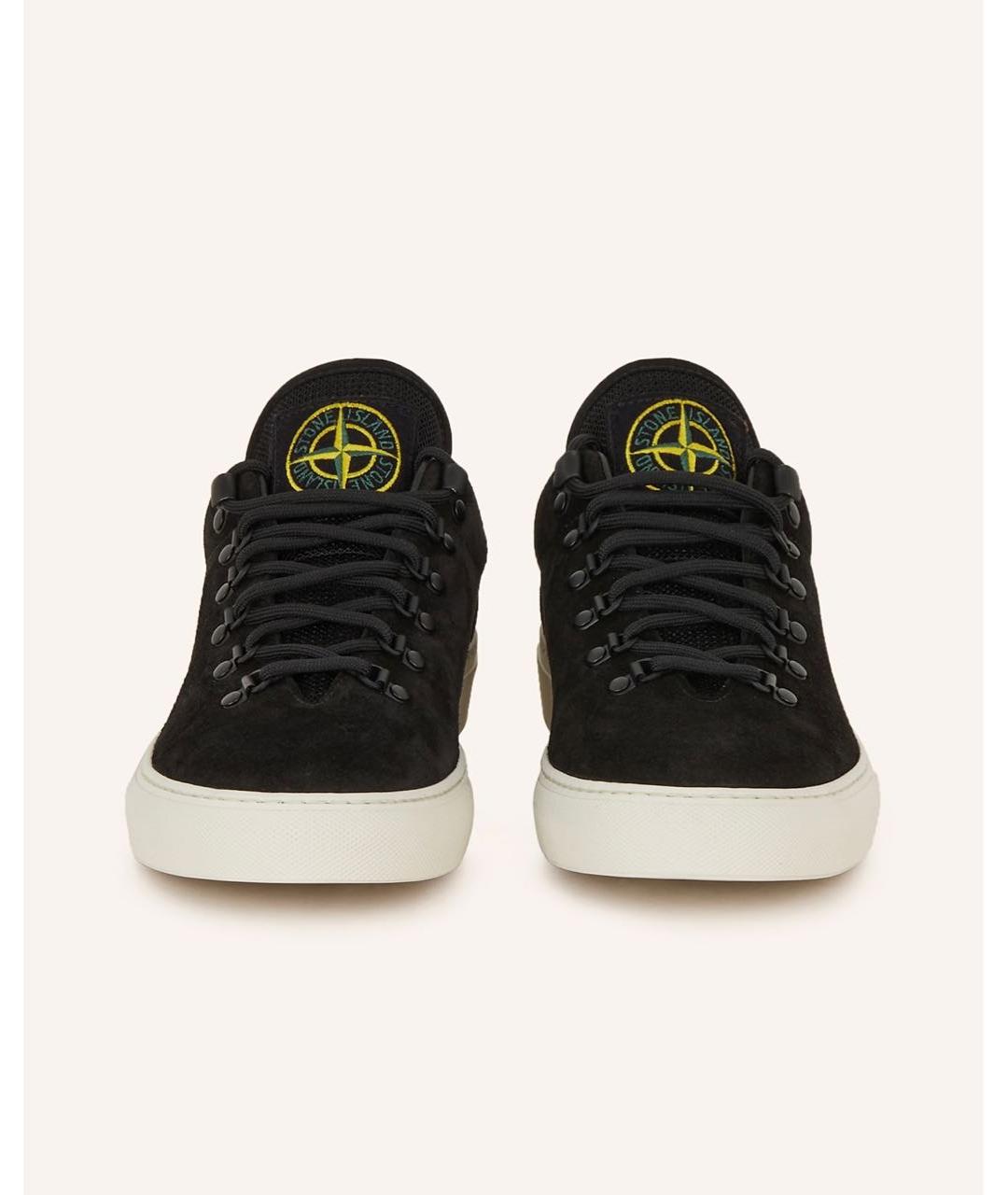 STONE ISLAND Черные кожаные низкие кроссовки / кеды, фото 2