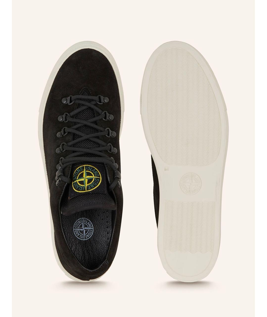 STONE ISLAND Черные кожаные низкие кроссовки / кеды, фото 3