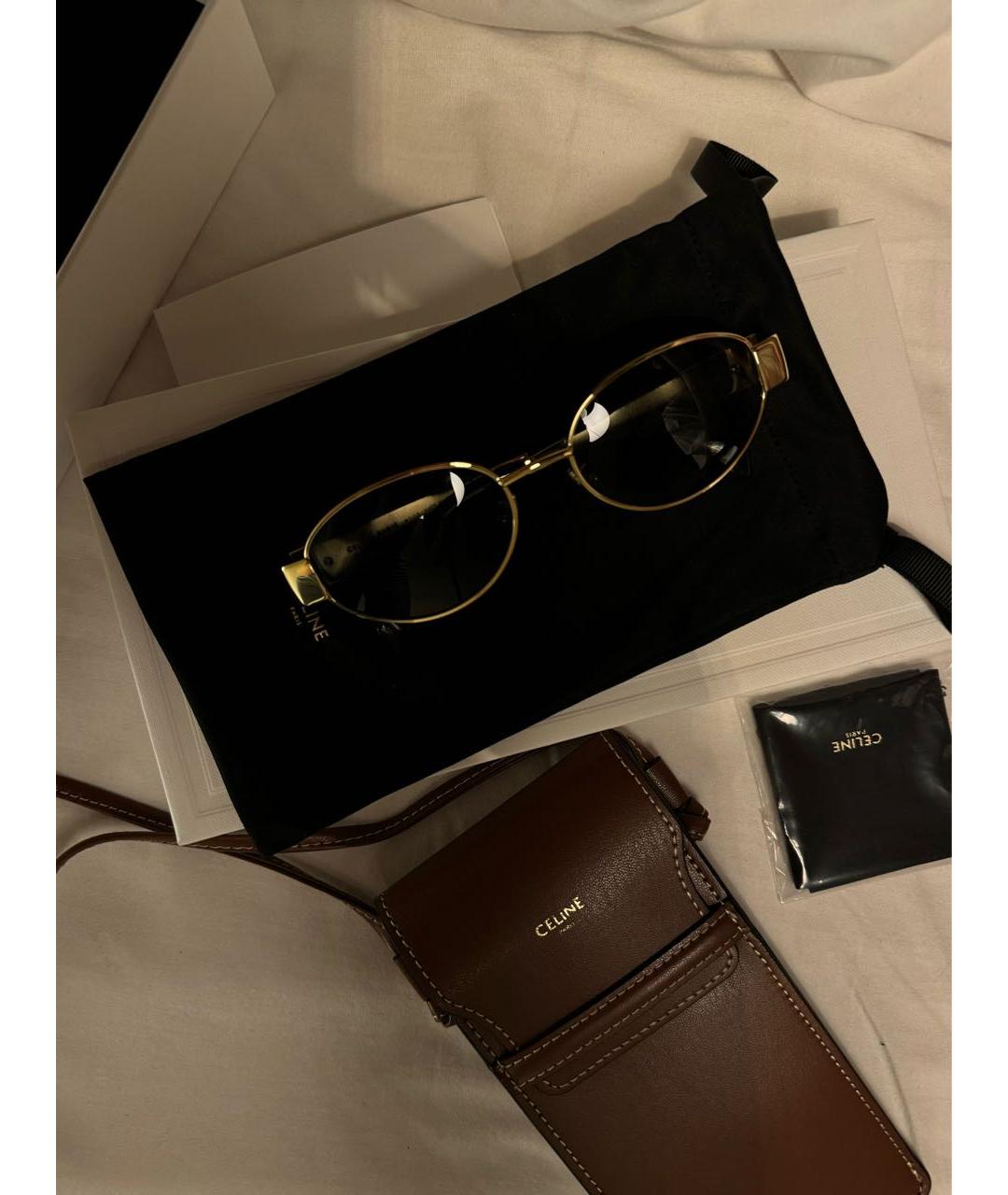 CELINE Золотые металлические солнцезащитные очки, фото 2