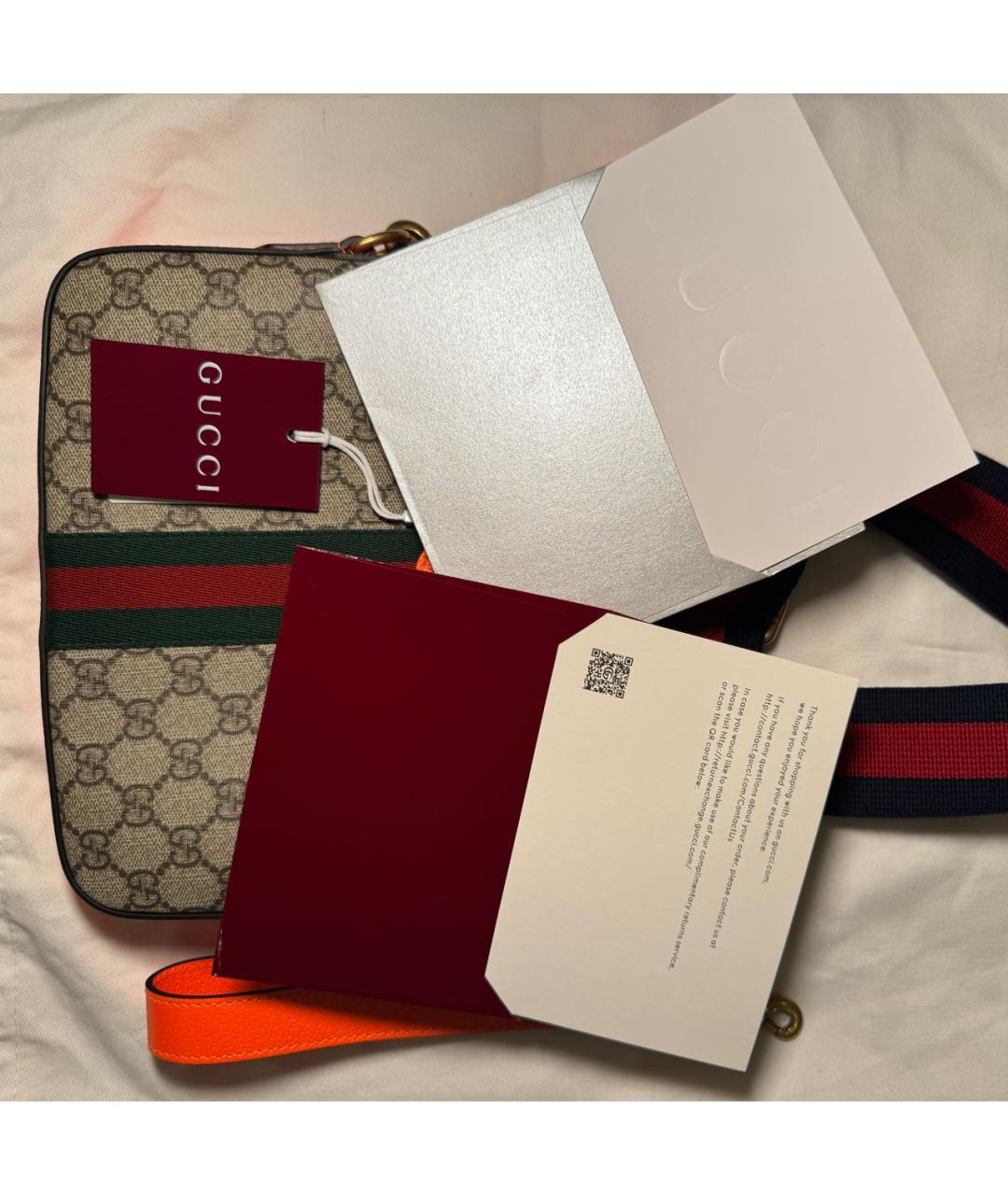 GUCCI Коричневая хлопковая сумка на плечо, фото 5