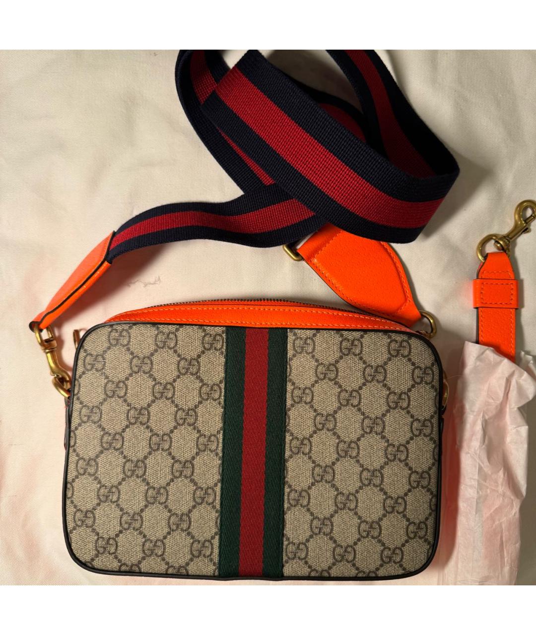 GUCCI Коричневая хлопковая сумка на плечо, фото 3