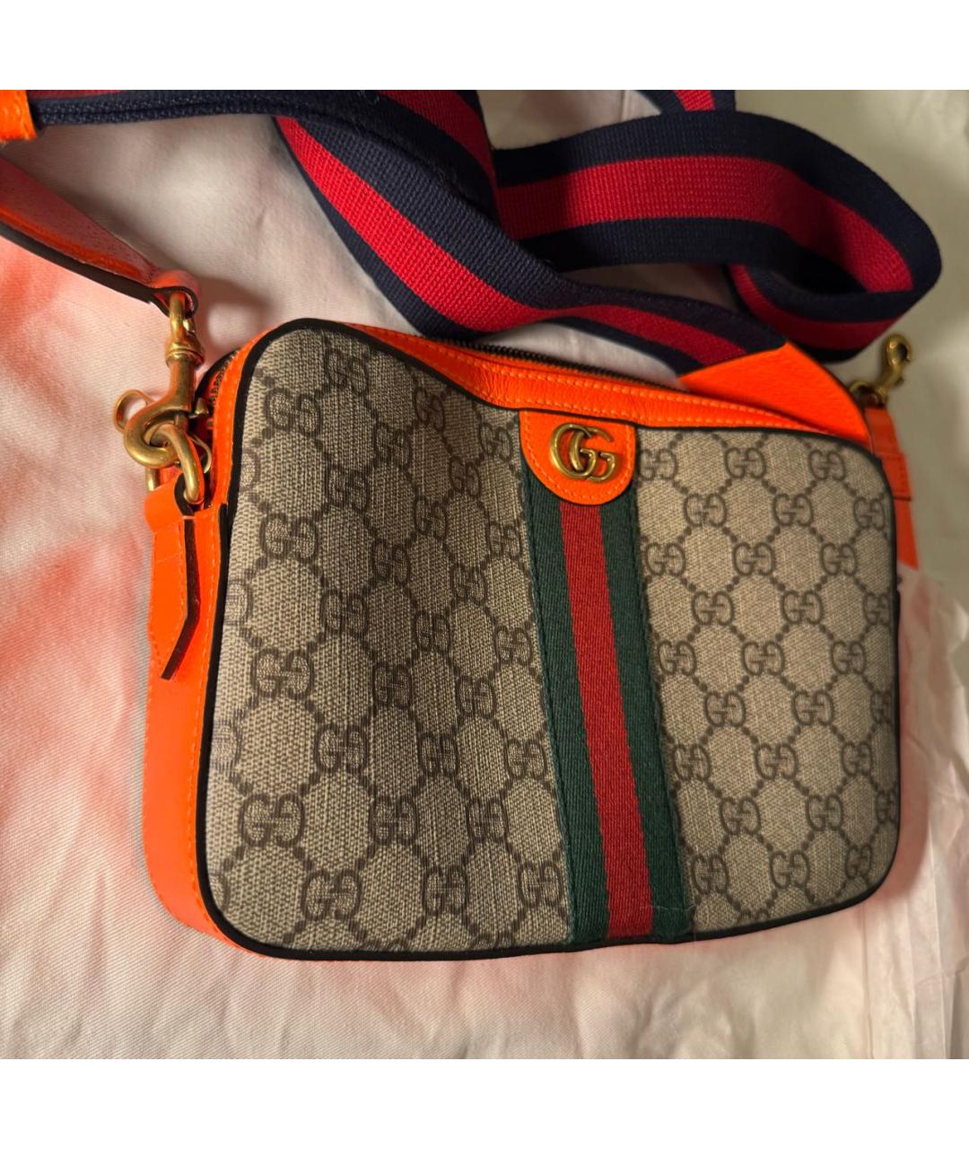 GUCCI Коричневая хлопковая сумка на плечо, фото 2