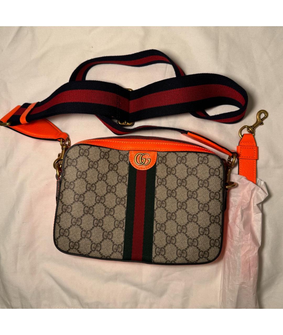GUCCI Коричневая хлопковая сумка на плечо, фото 9