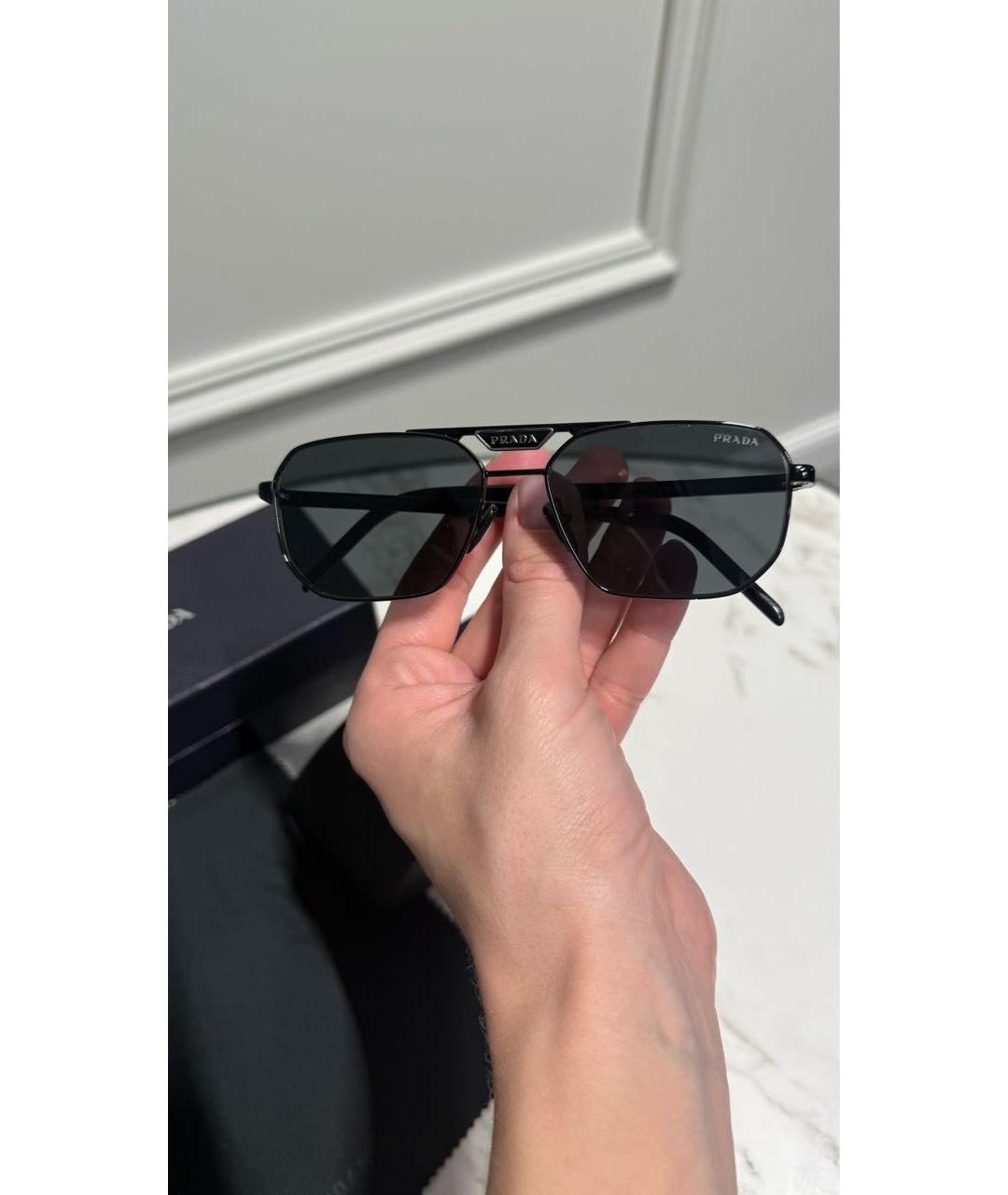 PRADA Черные металлические солнцезащитные очки, фото 3