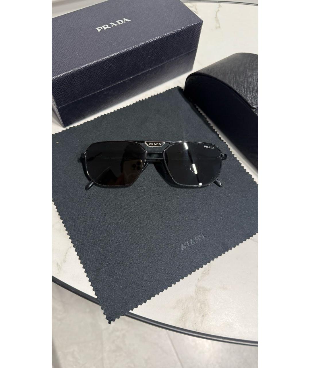 PRADA Черные металлические солнцезащитные очки, фото 2
