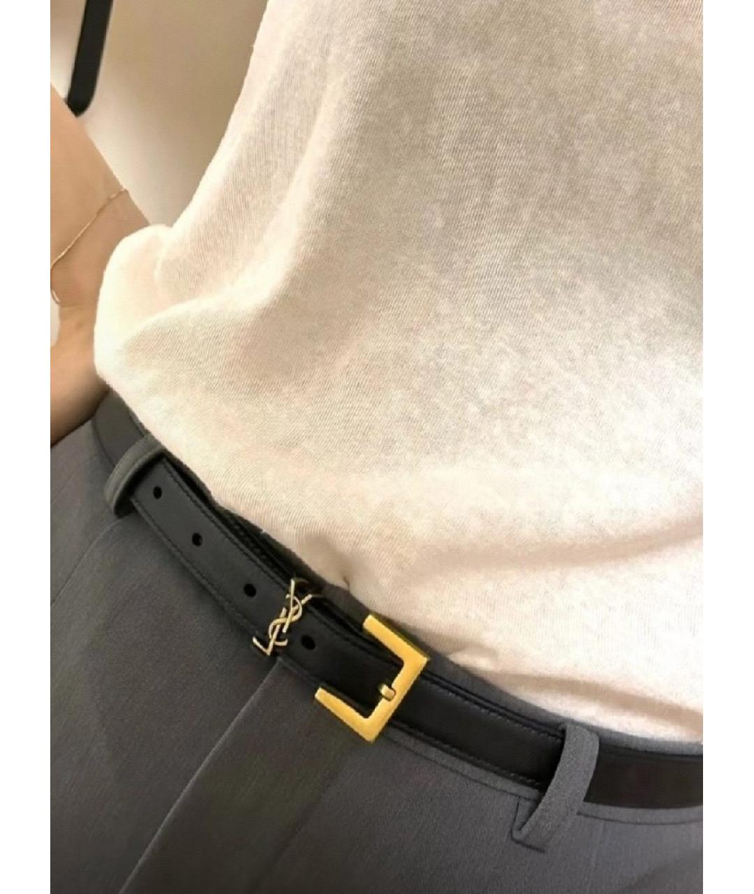 SAINT LAURENT Черный ремень, фото 3