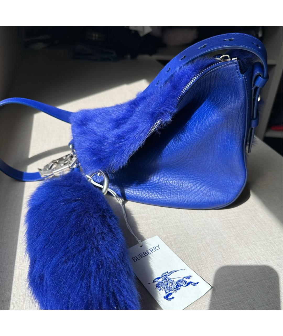 BURBERRY Синяя кожаная сумка через плечо, фото 8