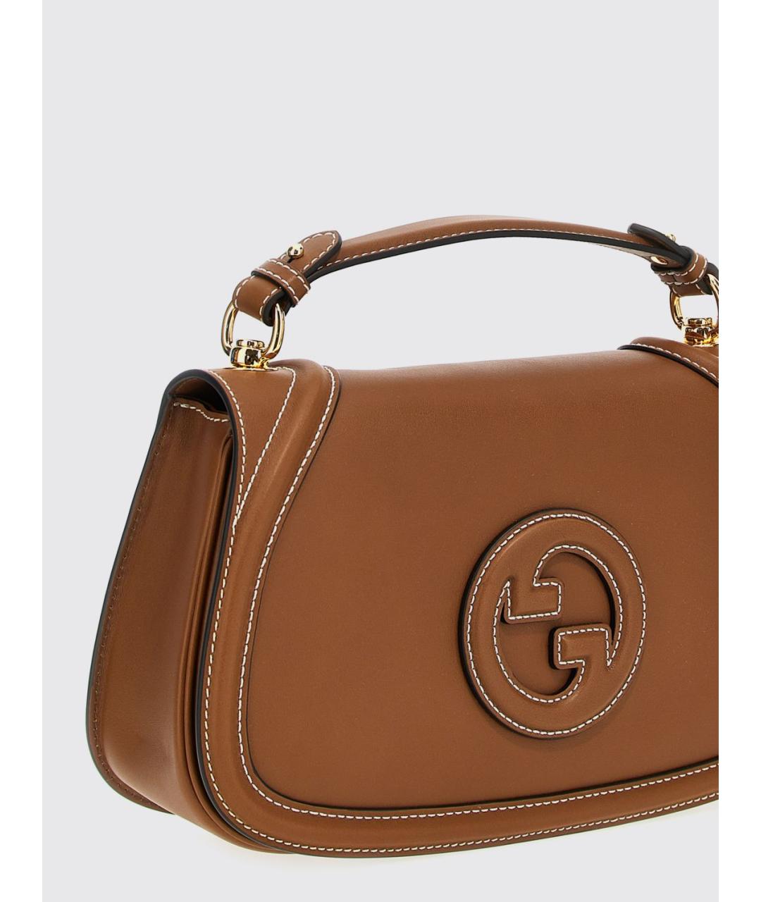GUCCI Коричневая кожаная сумка с короткими ручками, фото 3