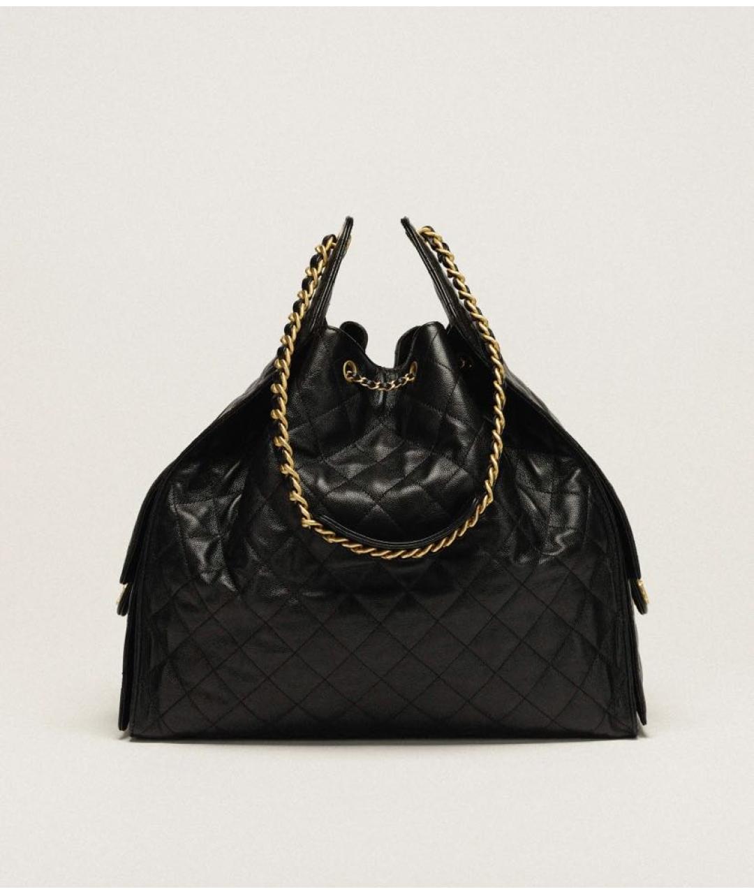 CHANEL Черная кожаная сумка тоут, фото 4