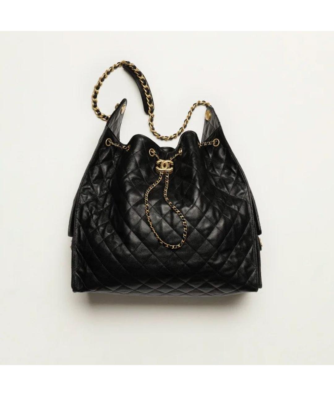 CHANEL Черная кожаная сумка тоут, фото 2