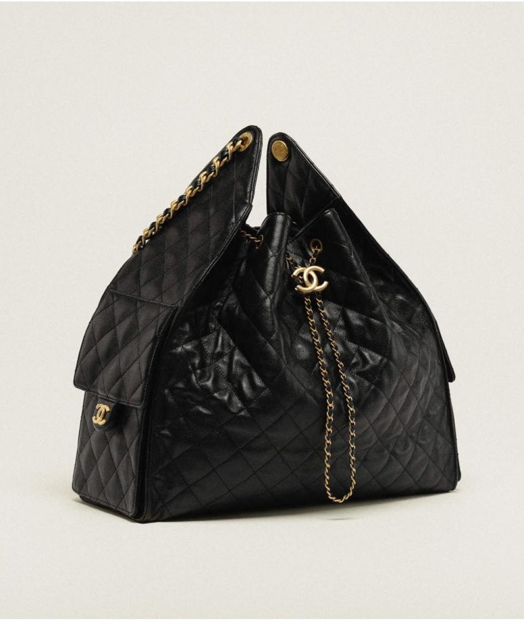 CHANEL Черная кожаная сумка тоут, фото 3