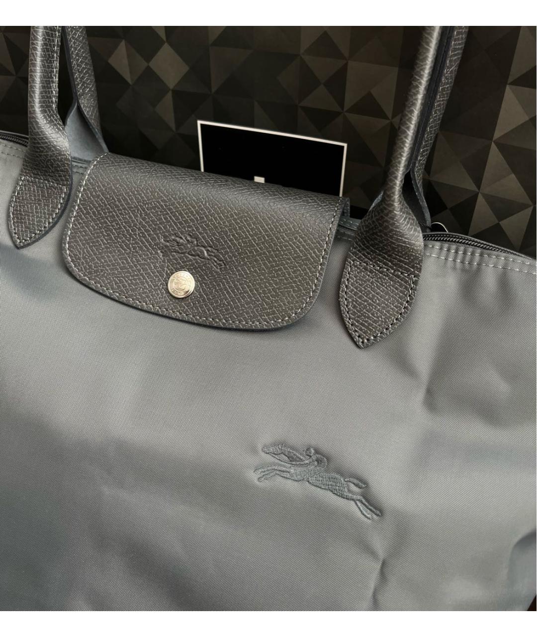 LONGCHAMP Серая кожаная сумка тоут, фото 6