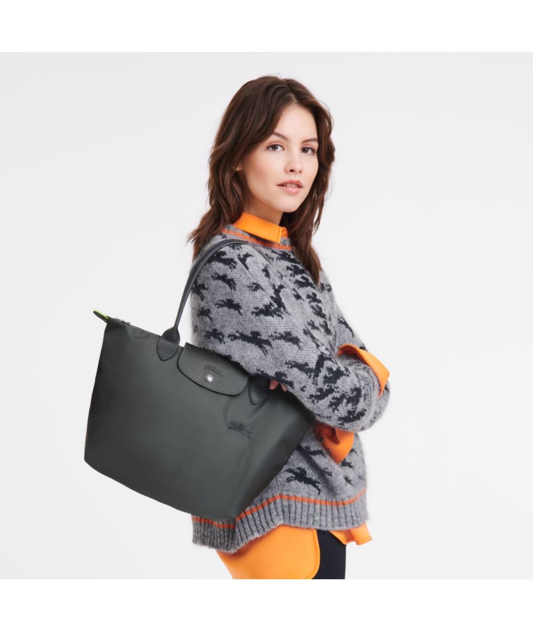 LONGCHAMP Серая кожаная сумка тоут, фото 5