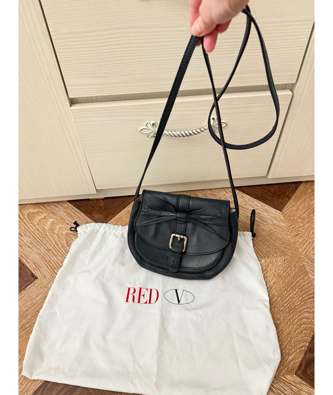 RED VALENTINO Темно-синяя кожаная сумка через плечо, фото 3