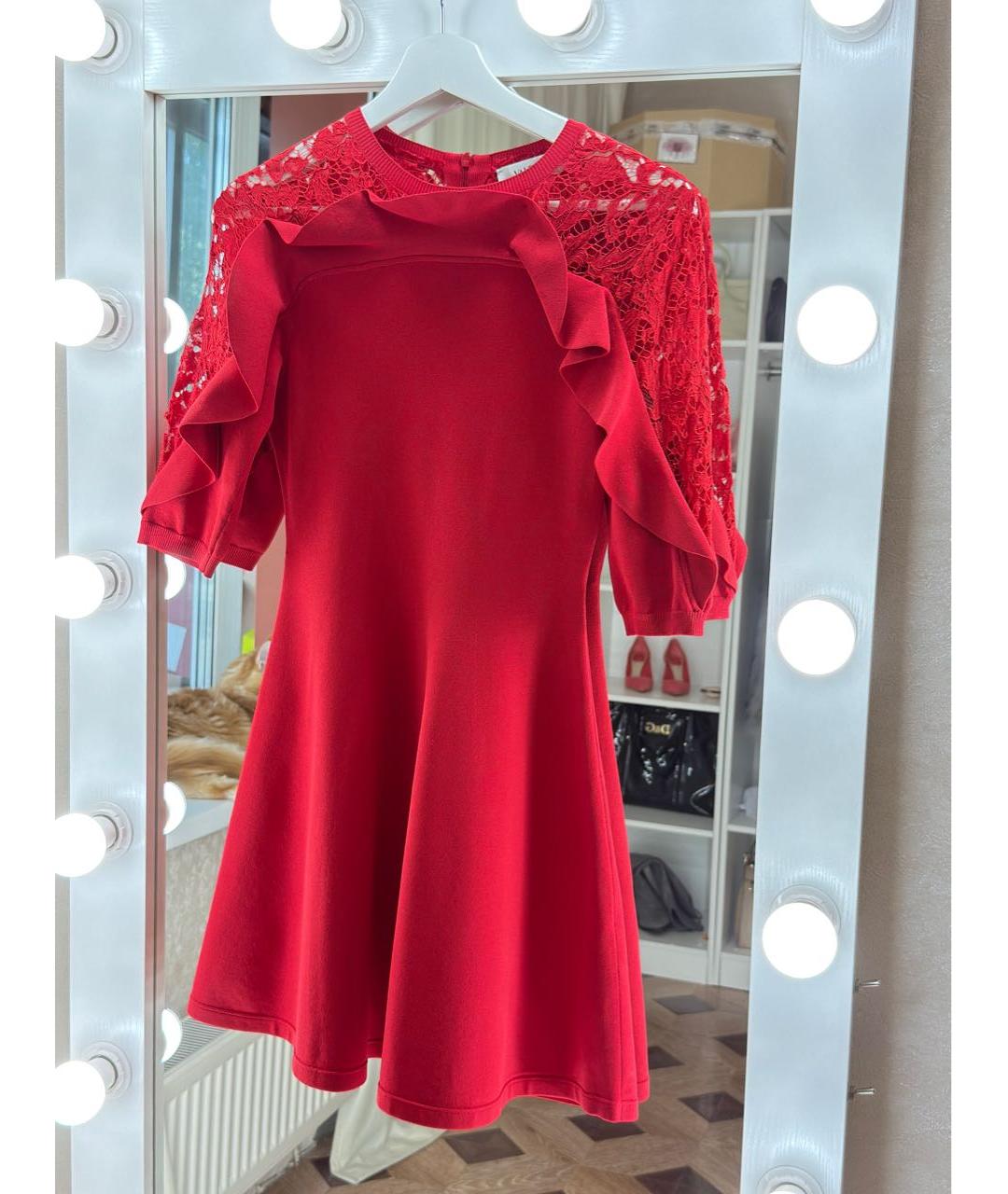VALENTINO Красное вискозное коктейльное платье, фото 6