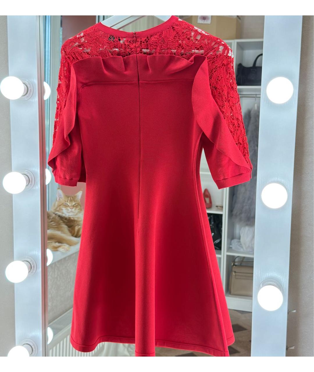 VALENTINO Красное вискозное коктейльное платье, фото 7