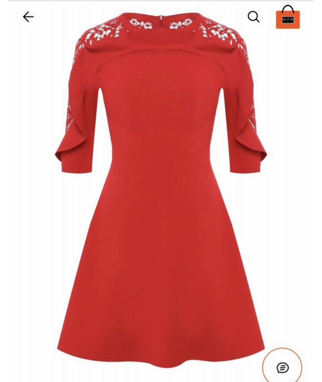 VALENTINO Красное вискозное коктейльное платье, фото 8