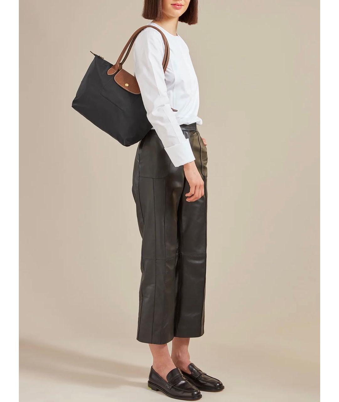 LONGCHAMP Черная кожаная сумка тоут, фото 6