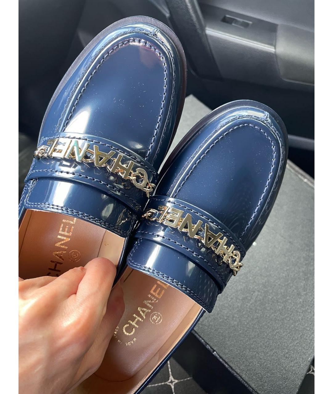 CHANEL Синие брогги и оксфорды из лакированной кожи, фото 5