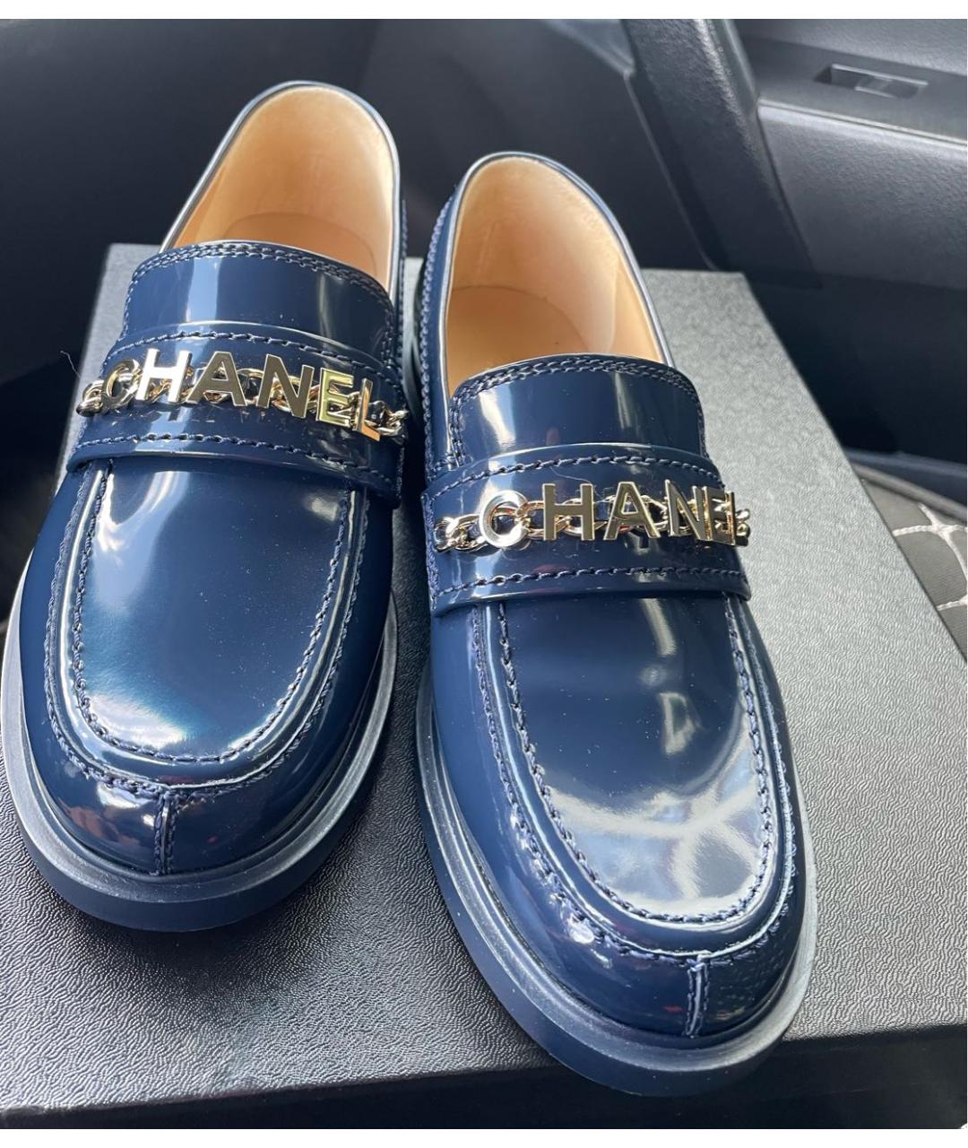 CHANEL Синие брогги и оксфорды из лакированной кожи, фото 2