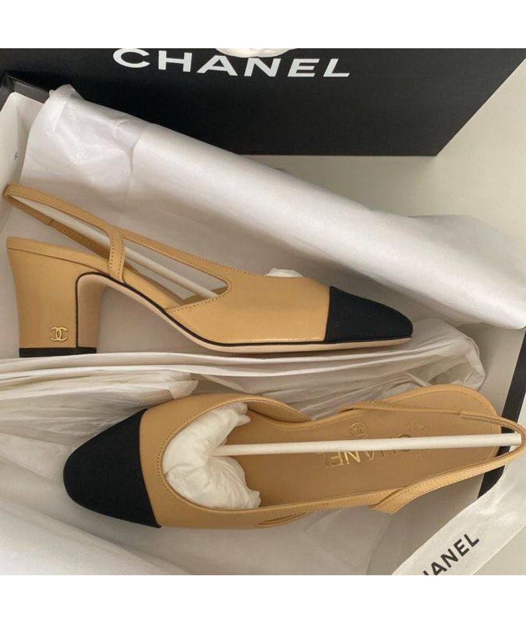 CHANEL Бежевые кожаные туфли, фото 3