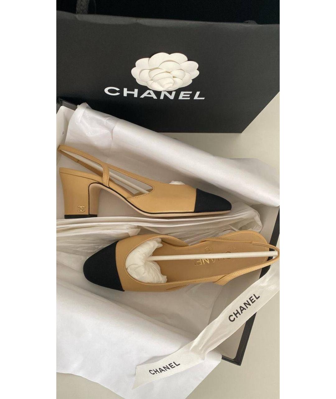 CHANEL Бежевые кожаные туфли, фото 2