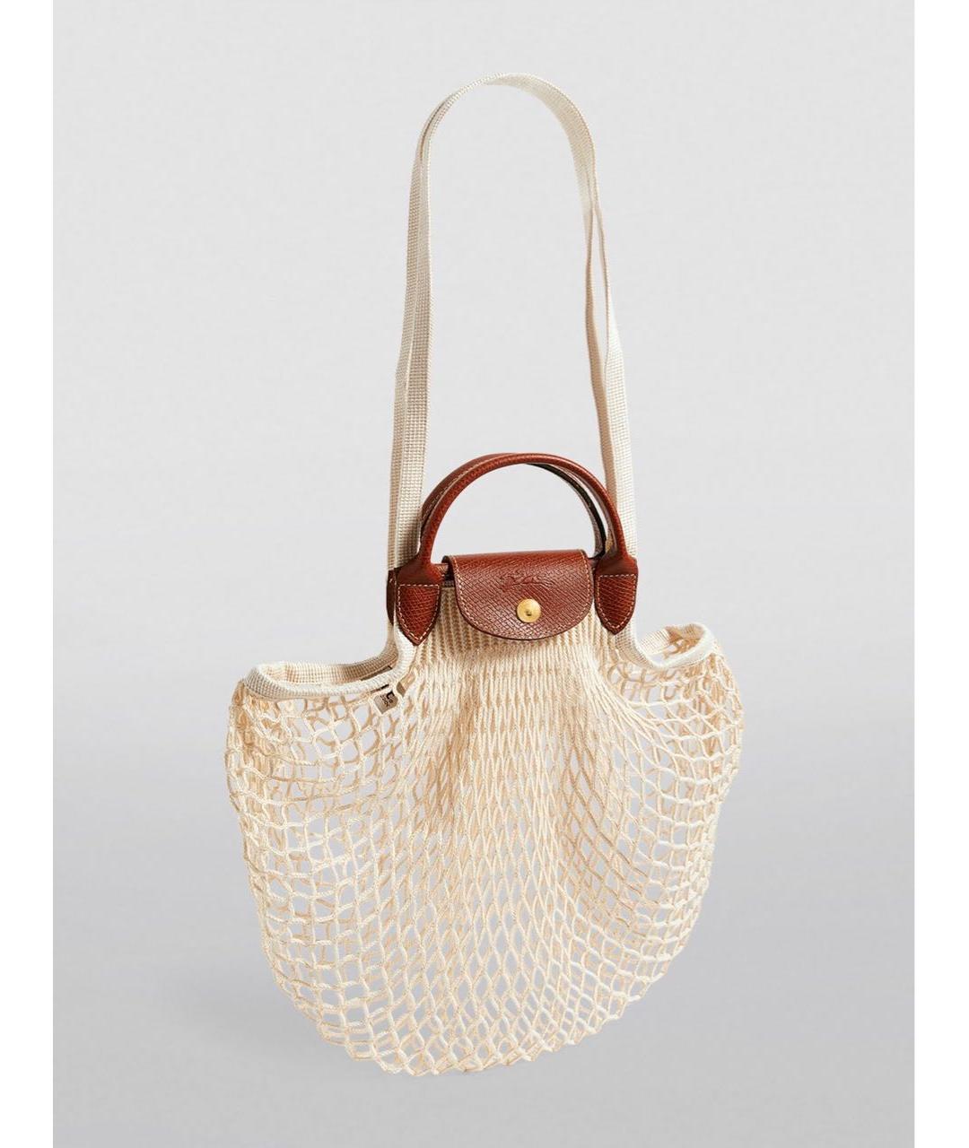 LONGCHAMP Бежевая хлопковая пляжная сумка, фото 2