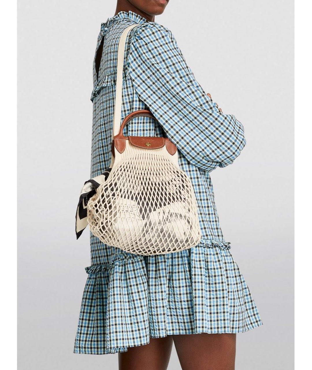 LONGCHAMP Бежевая хлопковая пляжная сумка, фото 7