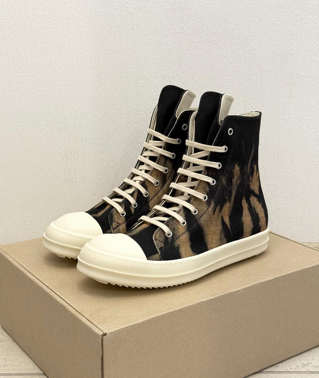RICK OWENS Черные высокие кроссовки / кеды, фото 2