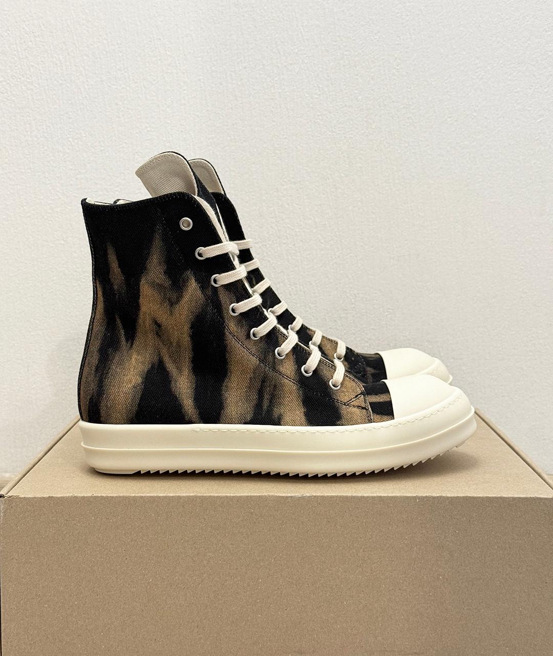 RICK OWENS Черные высокие кроссовки / кеды, фото 4