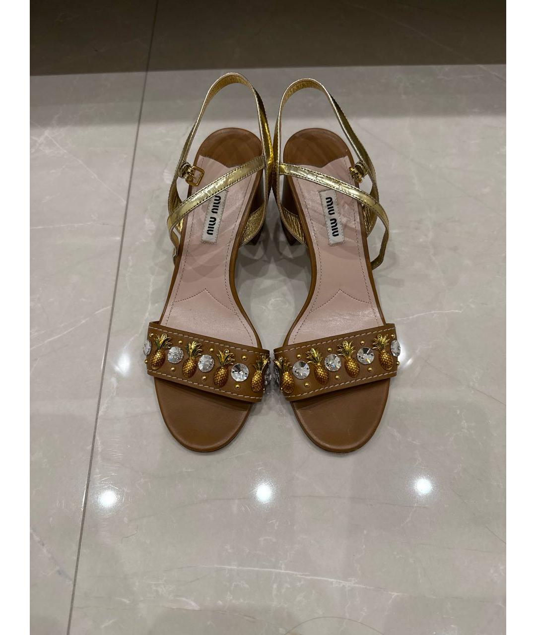 MIU MIU Коричневые кожаные босоножки, фото 2