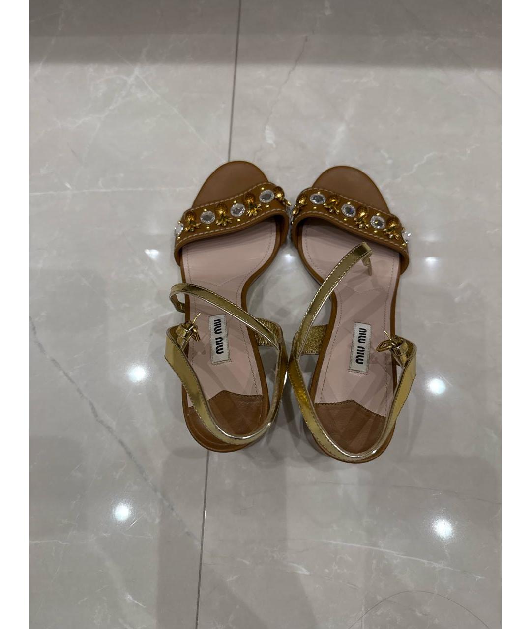 MIU MIU Коричневые кожаные босоножки, фото 3