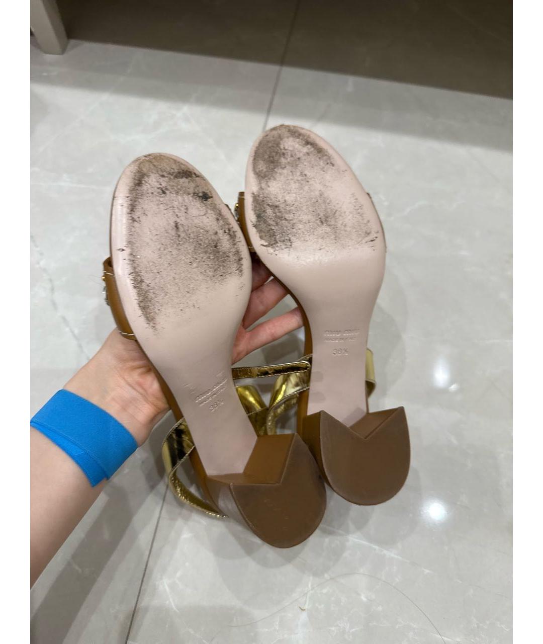 MIU MIU Коричневые кожаные босоножки, фото 7