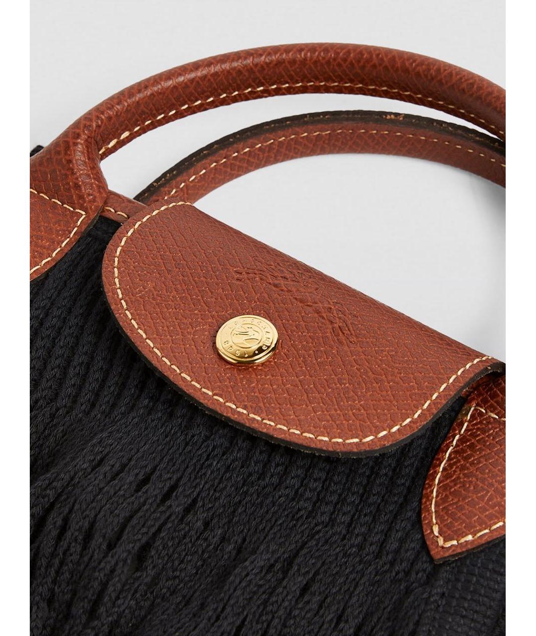 LONGCHAMP Черная хлопковая пляжная сумка, фото 5
