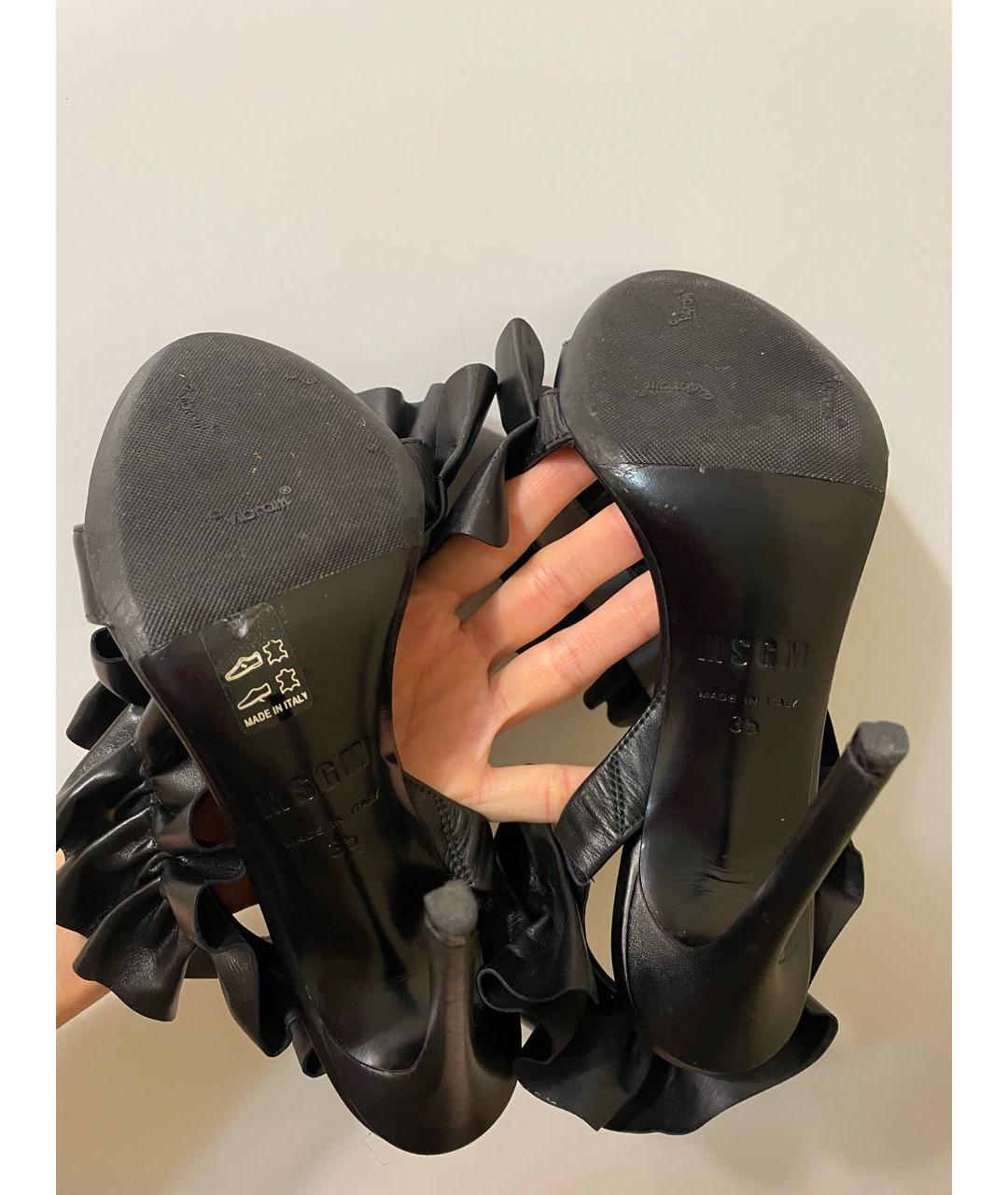 MSGM Черные кожаные босоножки, фото 7